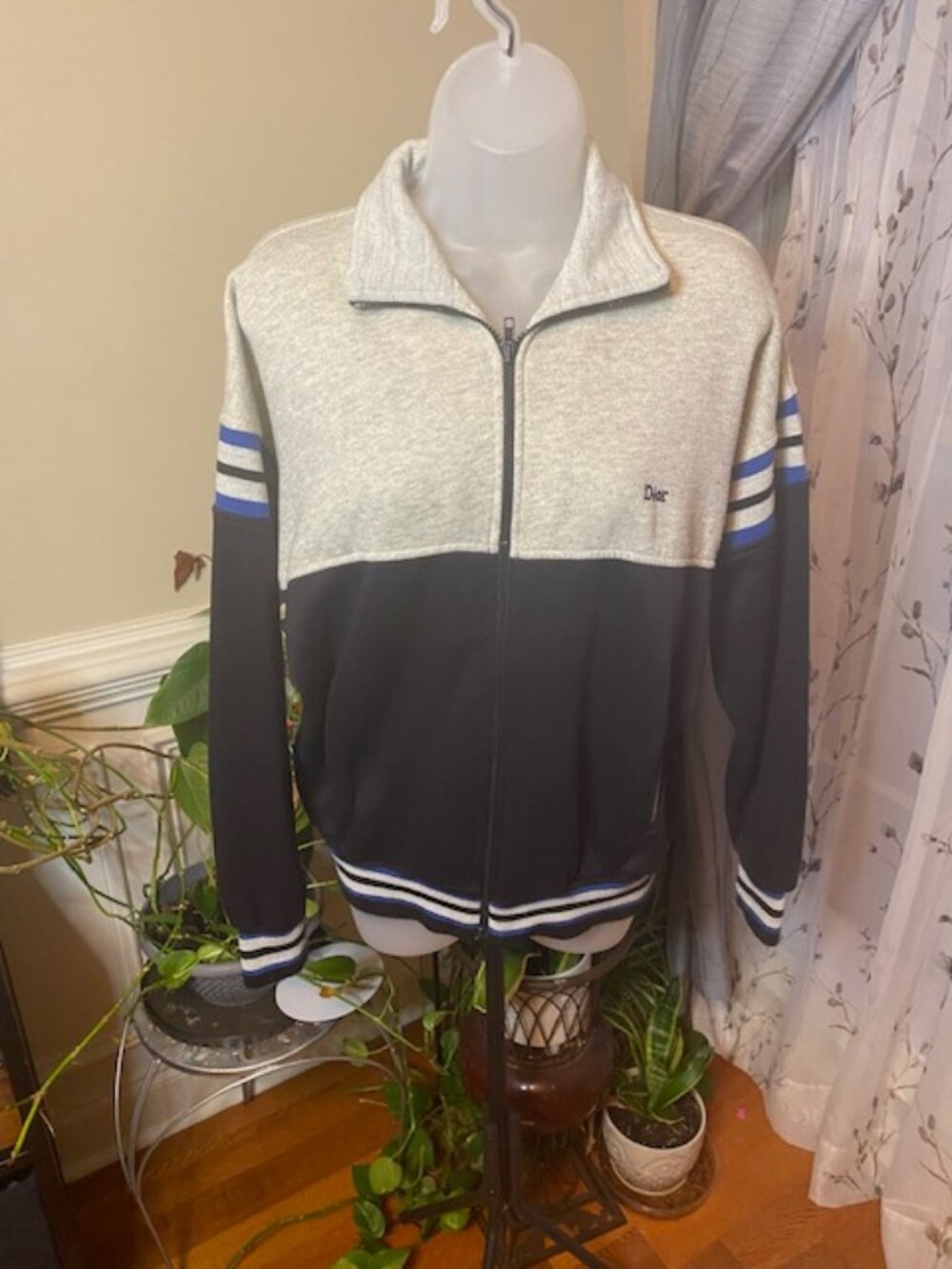 Christian Dior Monsieur Sweat Shirt/Track Jacket in Grey/Black, Men's Size M